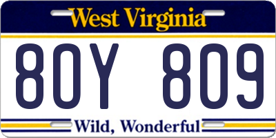 WV license plate 8OY809