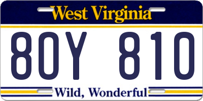 WV license plate 8OY810