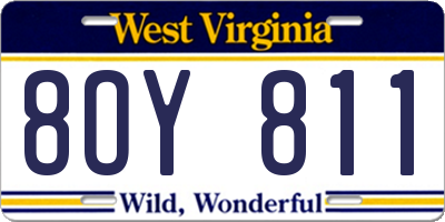 WV license plate 8OY811