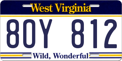 WV license plate 8OY812