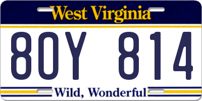 WV license plate 8OY814