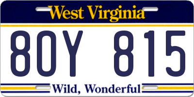 WV license plate 8OY815