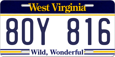 WV license plate 8OY816