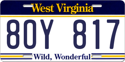 WV license plate 8OY817