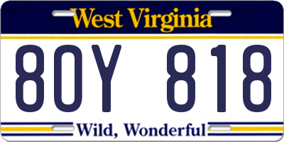 WV license plate 8OY818