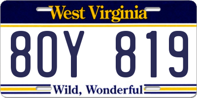 WV license plate 8OY819