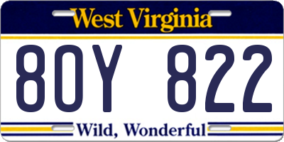 WV license plate 8OY822
