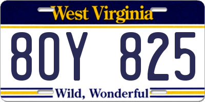 WV license plate 8OY825
