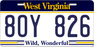 WV license plate 8OY826