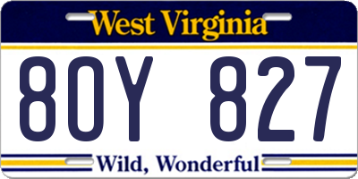 WV license plate 8OY827