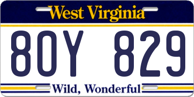WV license plate 8OY829