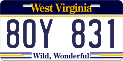 WV license plate 8OY831