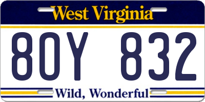 WV license plate 8OY832
