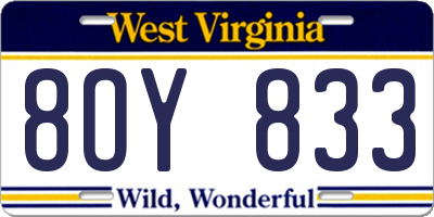 WV license plate 8OY833