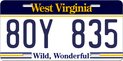 WV license plate 8OY835