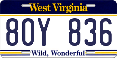 WV license plate 8OY836