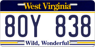 WV license plate 8OY838