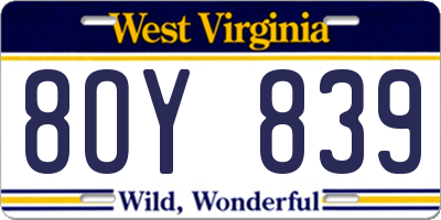 WV license plate 8OY839
