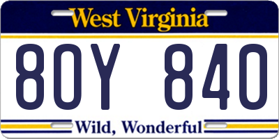 WV license plate 8OY840