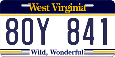 WV license plate 8OY841