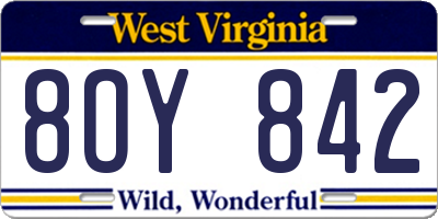 WV license plate 8OY842