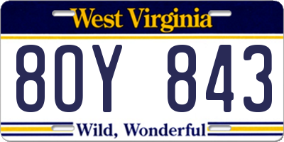 WV license plate 8OY843