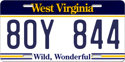 WV license plate 8OY844