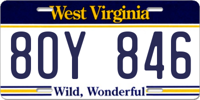 WV license plate 8OY846