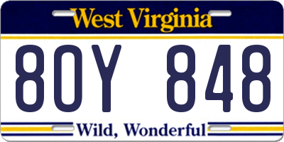 WV license plate 8OY848