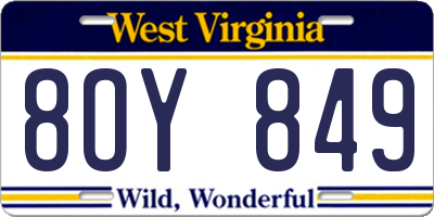 WV license plate 8OY849