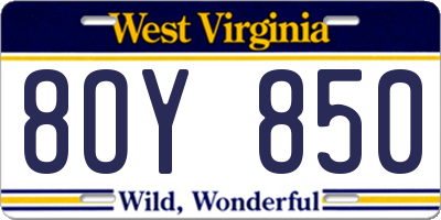 WV license plate 8OY850