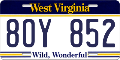 WV license plate 8OY852