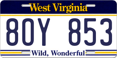 WV license plate 8OY853