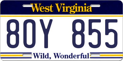WV license plate 8OY855