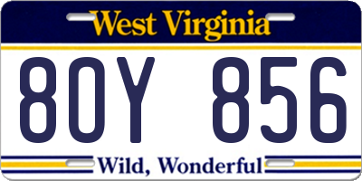 WV license plate 8OY856