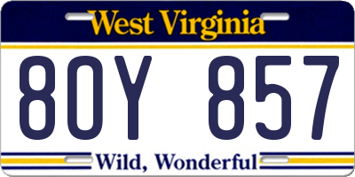 WV license plate 8OY857
