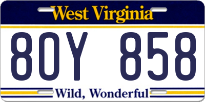 WV license plate 8OY858