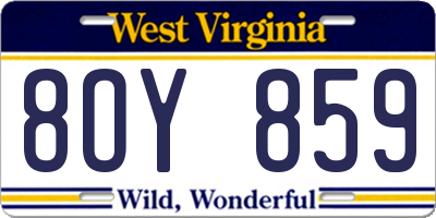 WV license plate 8OY859