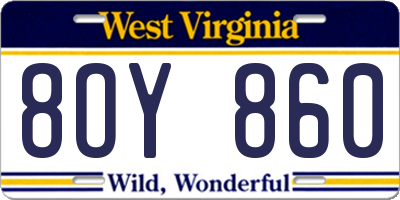 WV license plate 8OY860