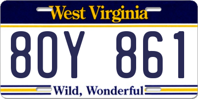 WV license plate 8OY861