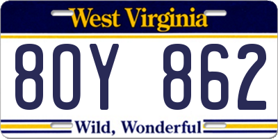 WV license plate 8OY862
