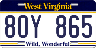 WV license plate 8OY865