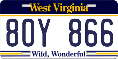 WV license plate 8OY866