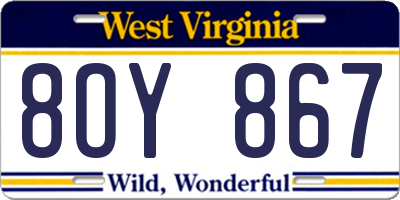 WV license plate 8OY867