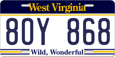 WV license plate 8OY868