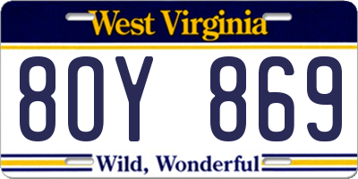 WV license plate 8OY869