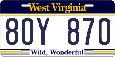 WV license plate 8OY870
