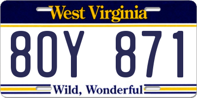 WV license plate 8OY871