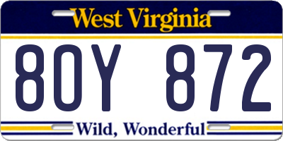 WV license plate 8OY872
