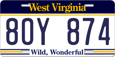 WV license plate 8OY874